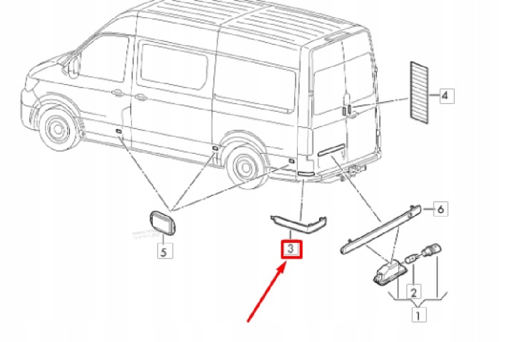 фото №9, Vw crafter mk2 sz заднее левое бампер отражатель новый оригинальная запчасть 7c0945105