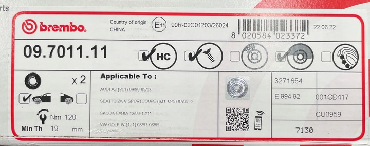 фото №4, Brembo диски тормозные перед vw bora fox golf iv