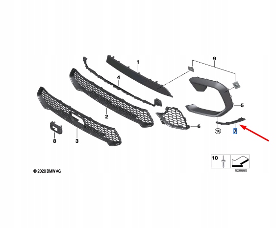 фото №9, Новый bmw x6 m f96 переднее бампер правая защита решётки 51118090948 oem