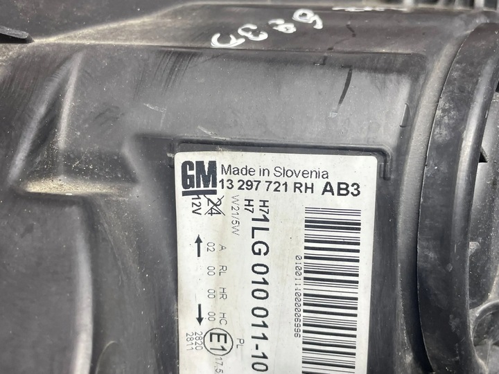 фото №13, Opel astra j 2010 13297721 лампа правий перед права przdnia