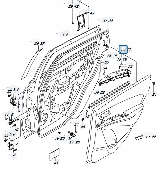 фото №14, Suzuki sx4 s-cross 18r 1.4t рестайлінг боковина оббивка двері правий зад