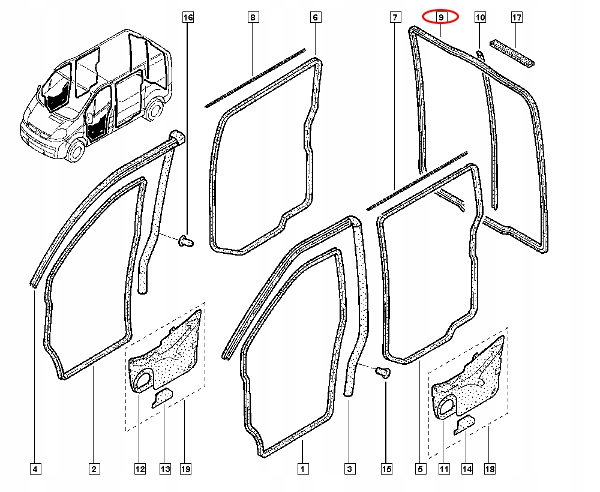 фото №5, Прокладка двері задніх renault trafic vivaro оригінал