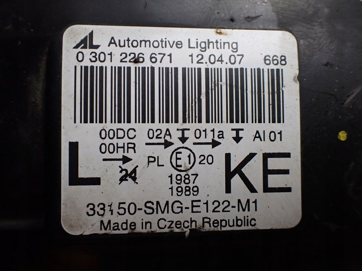 фото №14, Лампа лівий перед honda civic viii 2007r 2.2 i-ctdi 33150-smg-e122-m1 8901