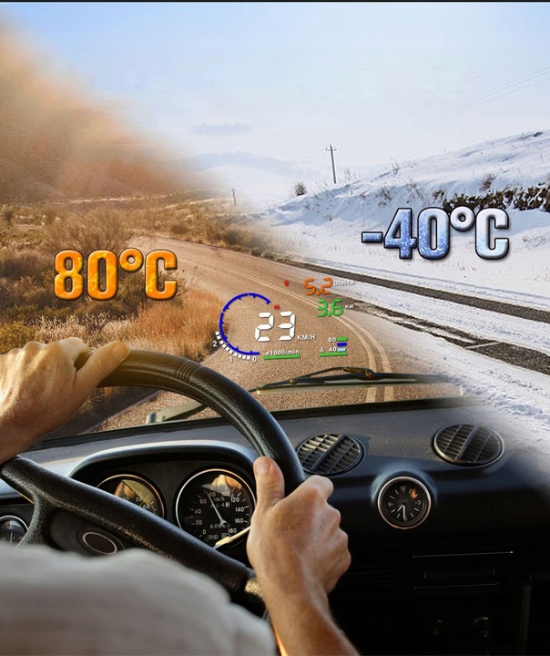 фото №14, Передняя стекло автомобиля hud head up дисплей obd2 5.5-calowy проектор 13 rodzajów данных