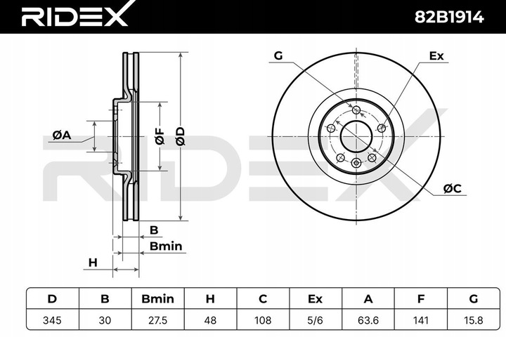 фото №12, 2x ridex 82b1914 диски гальмівні перед do volvo xc60 ii 246 xc40 536
