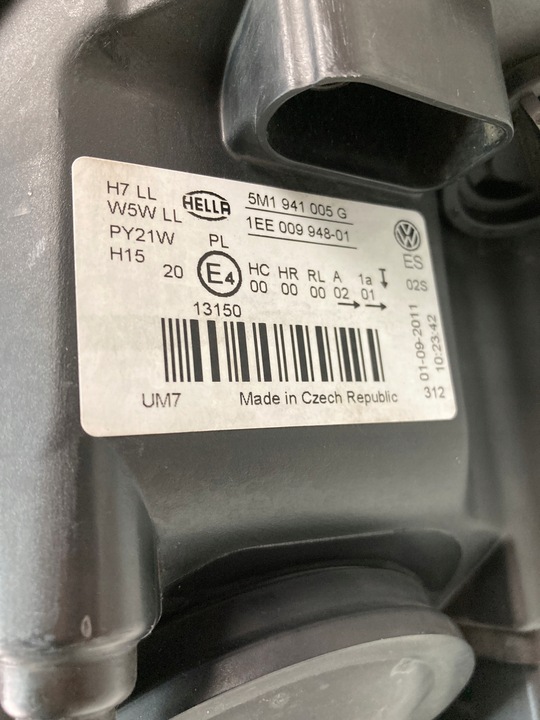 фото №9, Лампа левая передняя vw golf vi + plus 5m1941005g