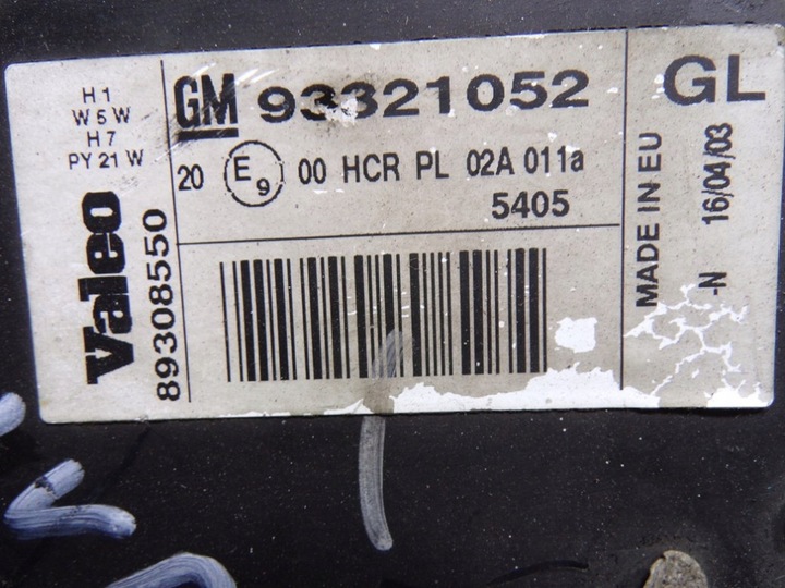 фото №6, Opel meriva a фара левый переднее лампа перед 93321052gl