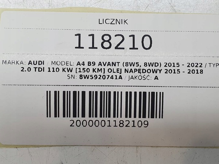 фото №9, Спідометр  прилади audi a4 b9 дизель 2.0 tdi європа 8w5920741a