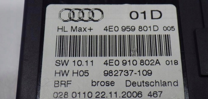 фото №7, Моторчик стёкла левый зад audi a8 s8 d3 4e0959801d