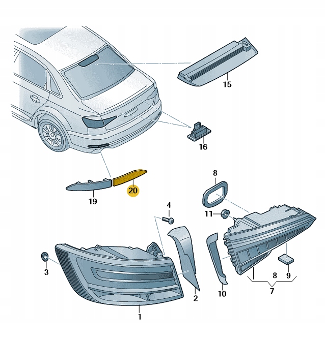 фото №1, Нове оригінальні audi оригінальний номер світильник відбивні 8w0945104b