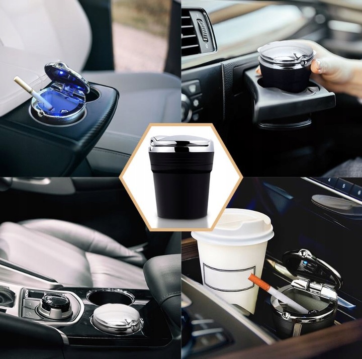 фото №2, Попільничка автомобільна з led місце чашки корзина підсвічувана