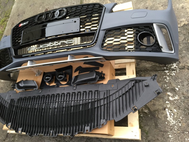 фото №7, Бампер audi a7 2010-2014 4g7 передній рестайлінг стиль rs7 чорний quattro