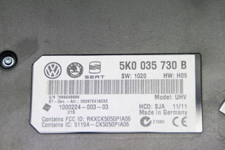 фото №4, Модуль bluetoth vw passat b7 362 5k0035730b 2011