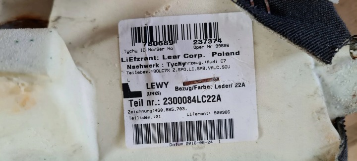 фото №6, S6 c7 4g рестайлінг карта сидіння ліве зад подушка  шкіра 4g0885703