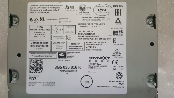 фото №10, Магнітола мультимедіа mmi mib3 vw arteon passat touran t-roc 3g5035816k