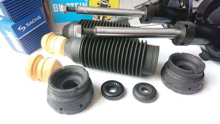 фото №4, Амортизаторы перед + защитные накладки i отбойники + подшипник audi a3 8l bilstein sachs