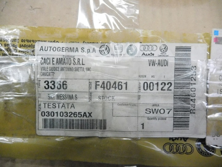 фото №16, Головка volkswagen polo golf oem номер 030103265ax