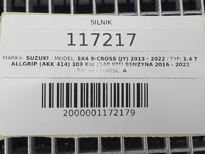 фото №9, Двигун комплектний 1.4t 140 k14c suzuki sx4 s-cross рестайлінг