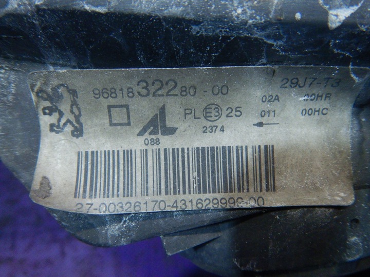 фото №9, Peugeot 307 рестайлинг fl 05-08 лампа перед правая фара правые 9681832280