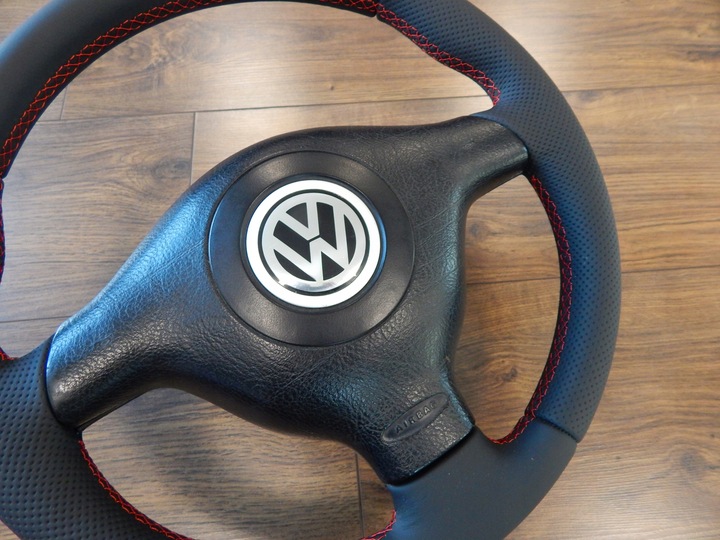 фото №10, Кермо + подушка vw golf iv passat b5 bora червона nić