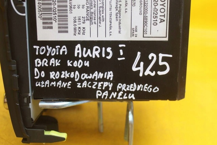фото №13, Магнитола автомагнитола (радио, проигрыватель) toyota auris i 8612002510 nr425