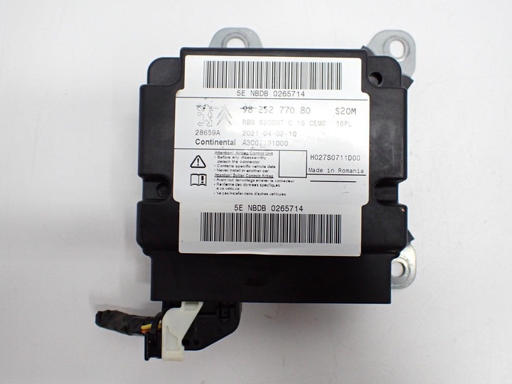 фото №1, Модуль датчик подушок подушка безпеки 9825277080 citroen c3 iii aircross 21r