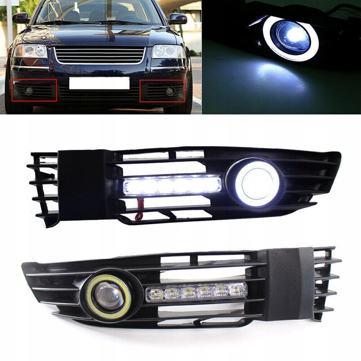 фото №12, Противотуманные фары дневные w бампер решётки drl volkswagen passat b5 fl