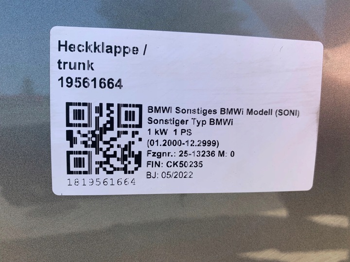 фото №15, Комплектний зад кришка бампер лампи балка bmw ix i20 c4a oxide сірий ii