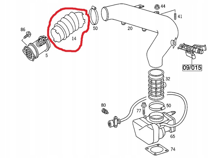 фото №6, Гумова накладка витратомір труба mercedes w124 e320 e280