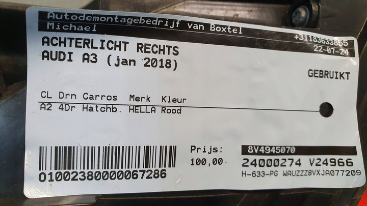 фото №8, Лампа права зад audi a3 рестайлінг sportback 8v4945070 16-