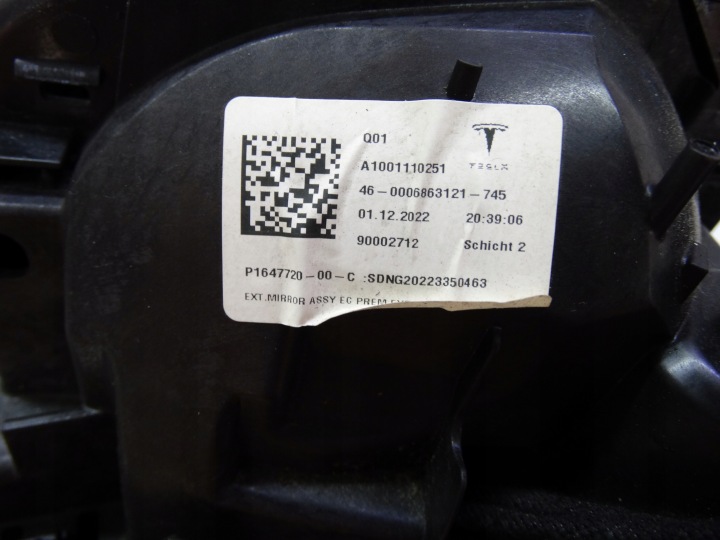 фото №12, Tesla y 2020-2025 зеркало правое 11 pin 1647720-00-c оригинальные