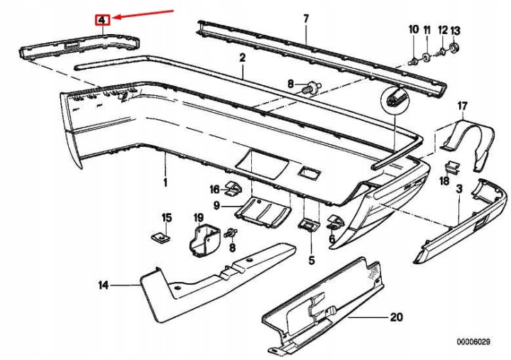 фото №9, Bmw 5 e34 бампер заднє праве молдинг гумова 51121944434