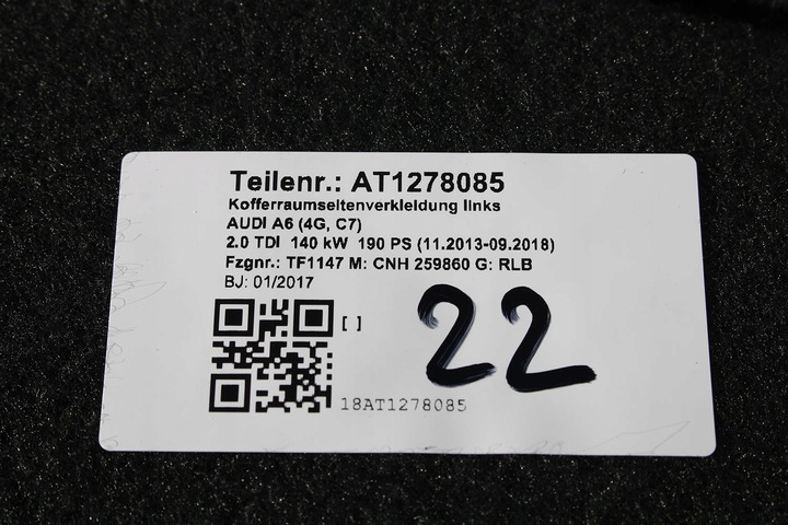 фото №15, Audi a6 sedan боковина ковёр обшивки багажника 4g5863887d 4g5863888d 4g5863471