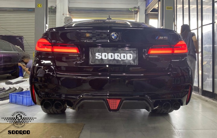 фото №13, Карбоновый диффузор спойлер зад bmw m5 f90 cs стиль led
