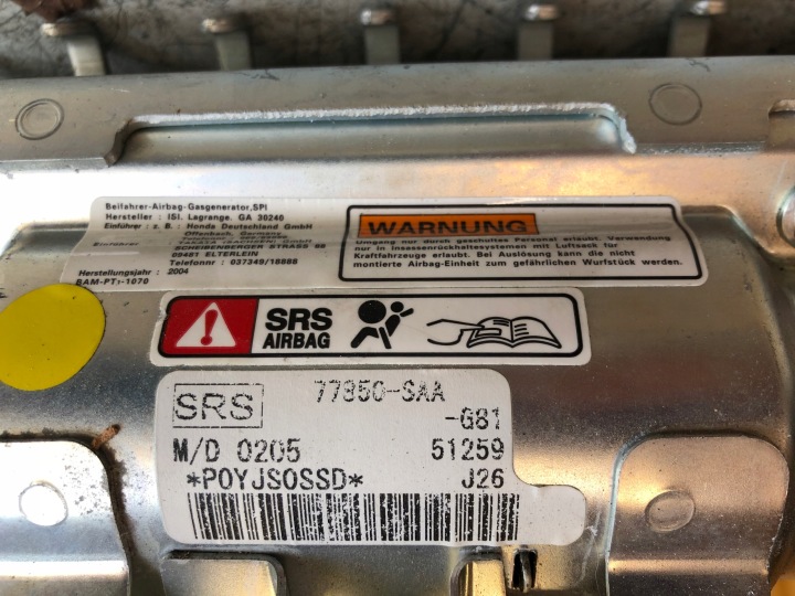 фото №5, Honda jazz ii подушка подушка  пасажира 77850-saa