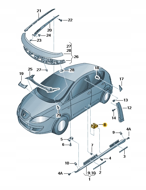 фото №1, Клипса скоба планки пороговой seat altea toledo 5p0853385a