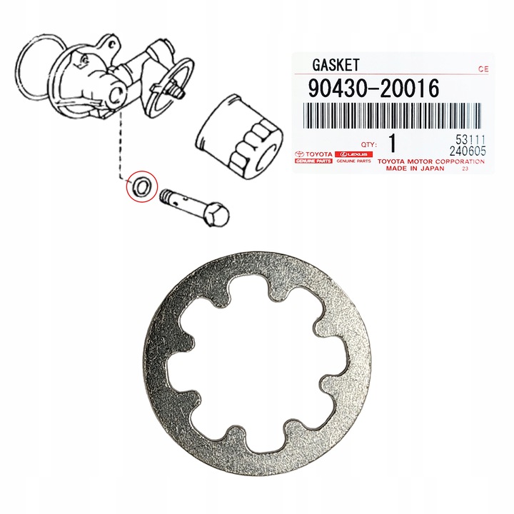 фото №1, Прокладка гвинти основа фільтра масла lexus is300 gs300 2jz oem toyota