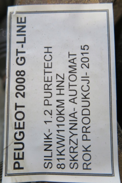 фото №7, Двигатель peugeot 2008 i 1.2 thp puretech 110km 81kw hnz