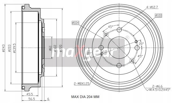фото №1, Барабани гальмівні maxgear 19-3192