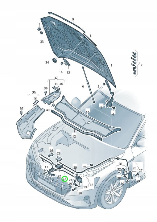 фото №10, Element odblokowujący капота двигуна audi e-tron oem номер 4ke823529b