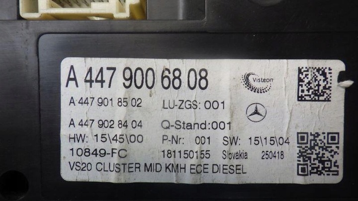 фото №10, Спидометр mercedes vito w447 2.0 cdi a4479006808 a4479028404