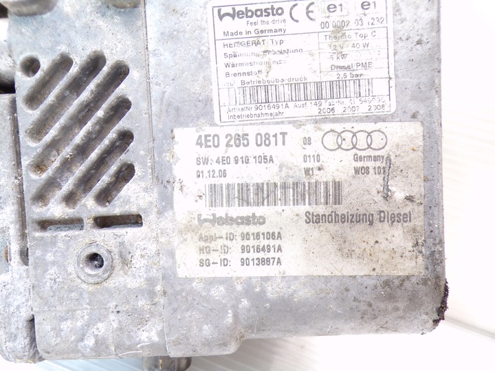 фото №3, Вебасто додатковий обігрівач печка стояночний audi a8 d3 4e0265081t