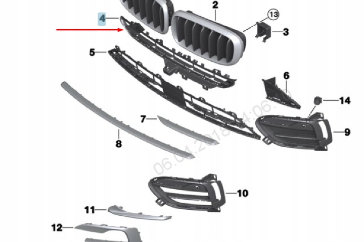 фото №7, Bmw x6 f16 бампер переднее верхний решётка радиатора средний боковой 51117319767 7319767