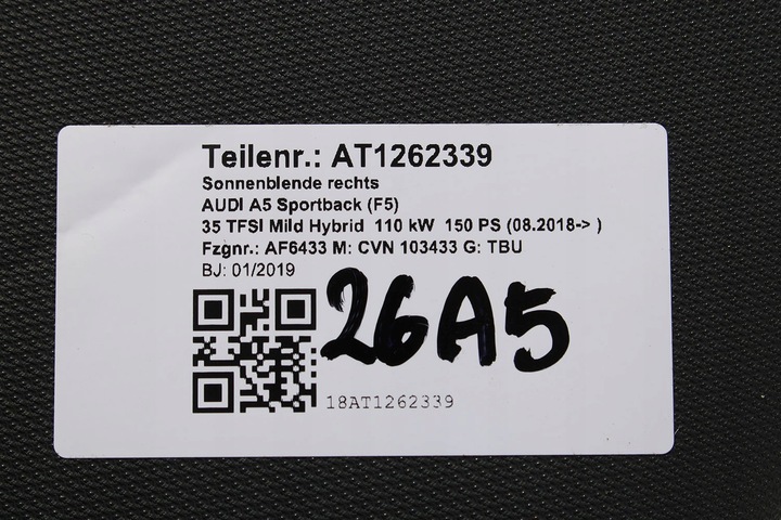 фото №6, Audi защитные накладки козырёк солнцезащитный 8w0857551m 8w0857552al 7c0 - чёрный 8w0