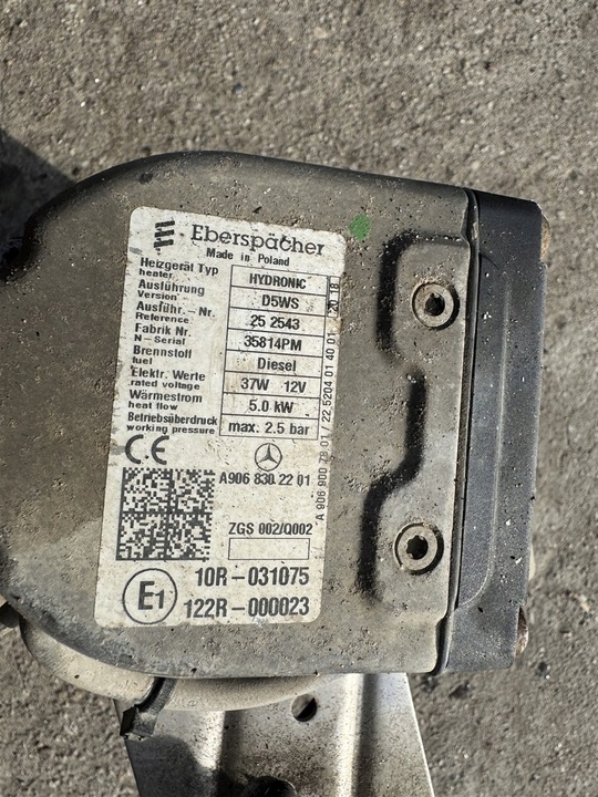 фото №9, Вебасто отопление стояночный mokre mercedes sprinter 906 06-18r a9068302201