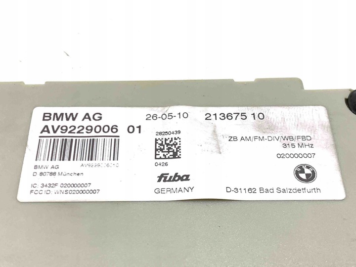 фото №9, Підсилювач антенний bmw 7 f01, f02 av9229006 4.4l бензин 298kw 2010