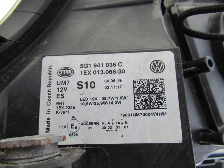 фото №15, Vw golf 7 vii 5g рестайлинг фара полный led pr 5g1941036c
