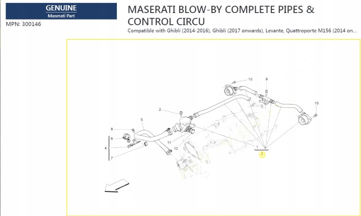 фото №16, Maserati 3.0bt v6 трубка  рециркуляції opar масла двигуна вентиляція картера oem номер 000300146