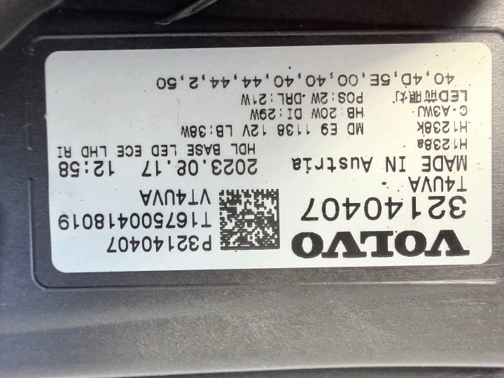 фото №11, Volvo xc40 c40 фара лампи передні база led 32140397 32140407