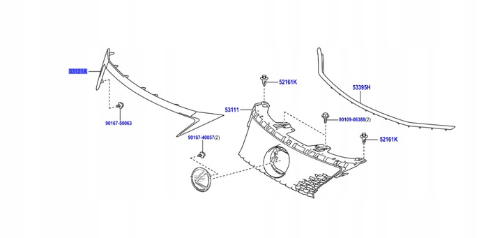 фото №1, 53121-76030 планка хром na решётка i переднее бампер lexus ct200h 13-20